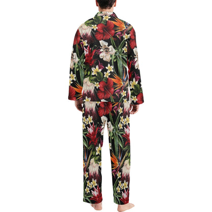 Summer Floral Pattern Print Design SF03 Men's Long Sleeve Pajama Set