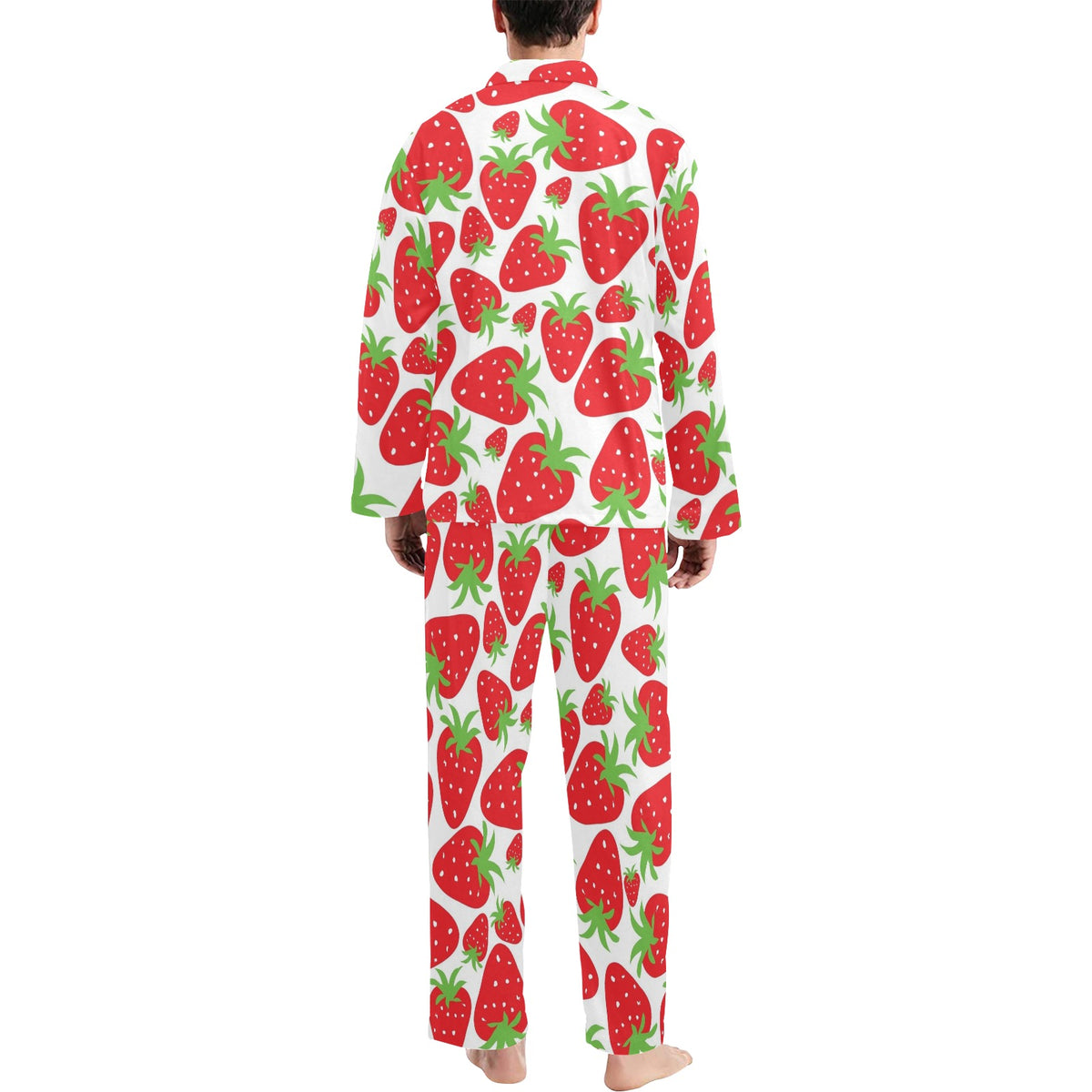 Strawberry Pattern Print Design SB01 Men's Long Sleeve Pajama Set