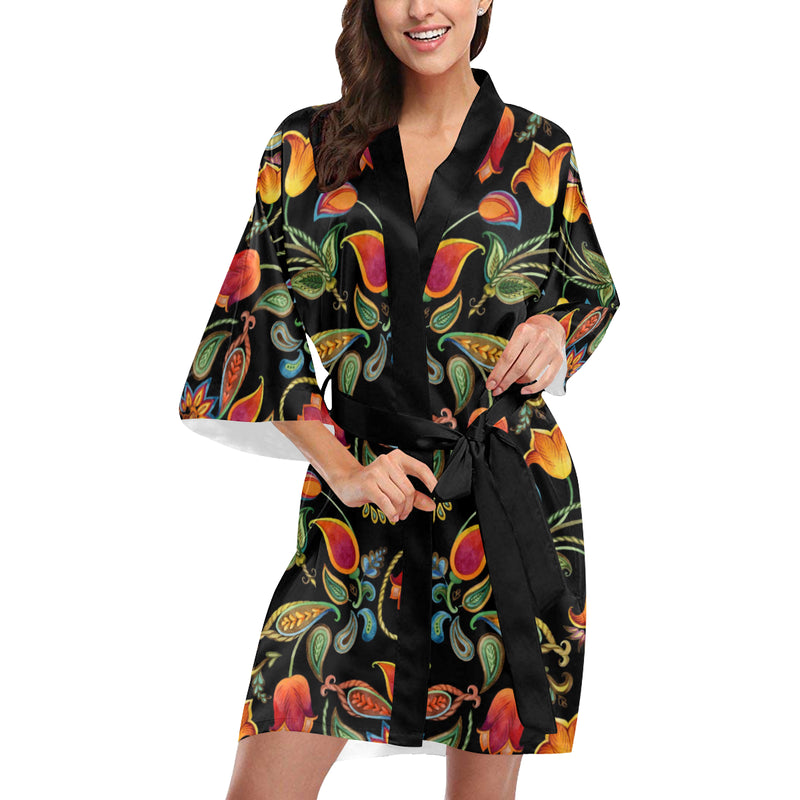 Tulip Boho Pattern Print Design TP09 Women's Short Kimono