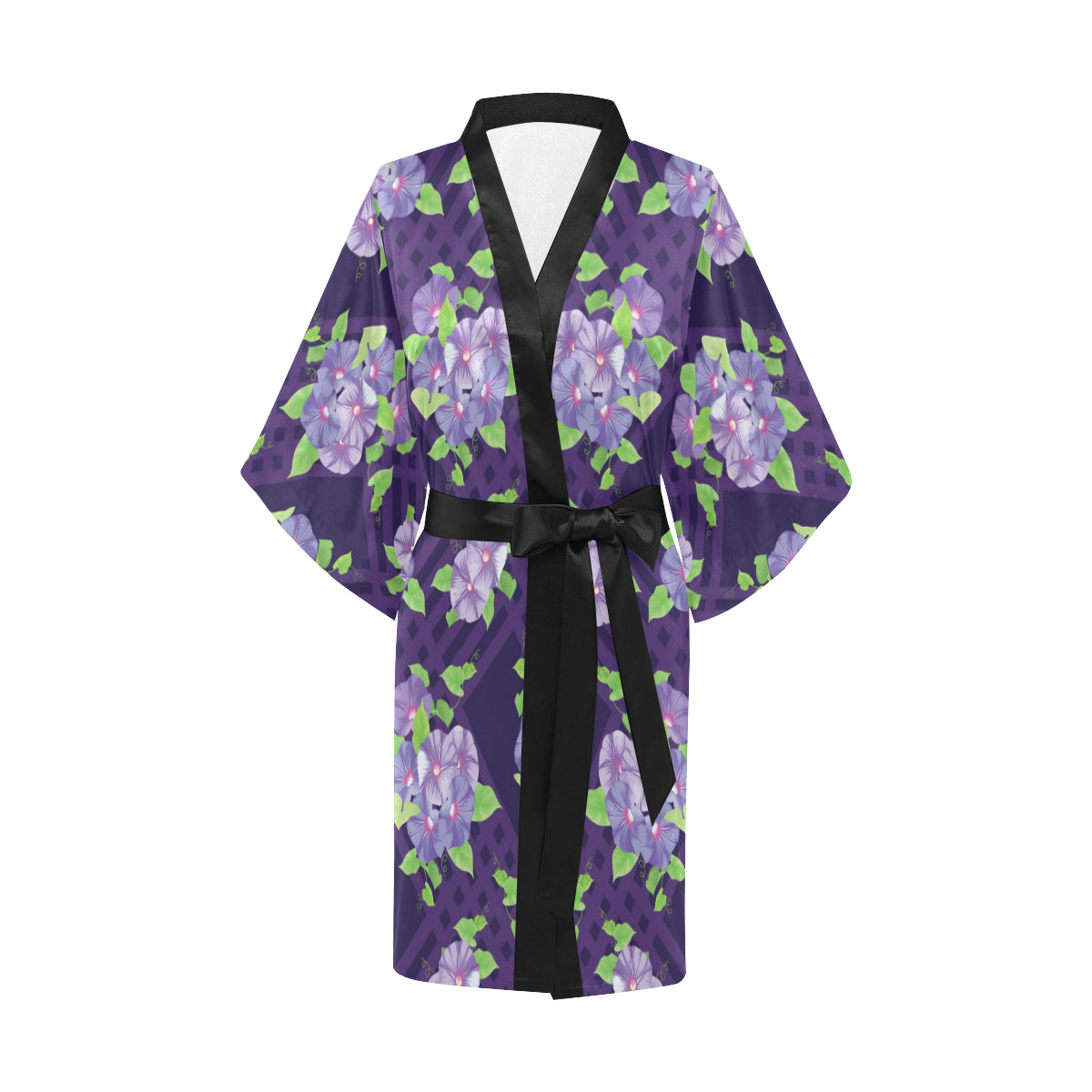 Morning Glory Pattern Print Design MG03 Women's Short Kimono