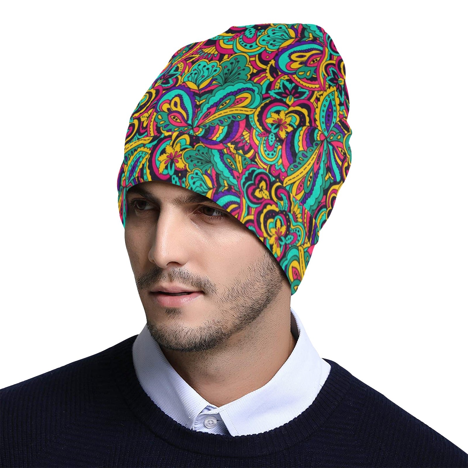 Psychedelic Trippy Floral Design Unisex Beanie