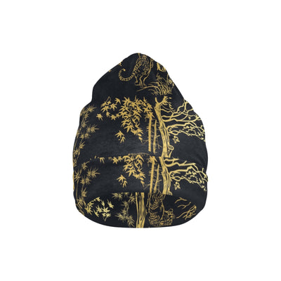 Tiger Gold Print Design LKS307 Unisex Beanie