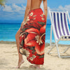 Hibiscus Hawaiian Design Print Pattern Long Beach Sarong Wrap Skirt