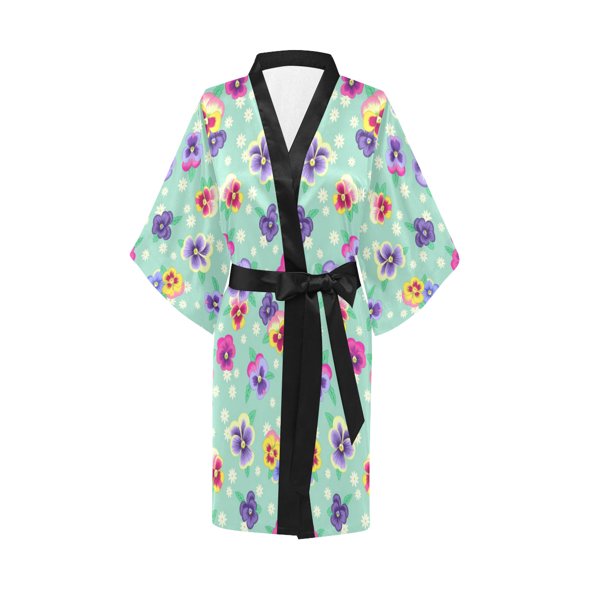 Pansy Pattern Print Design PS08 Women's Short Kimono