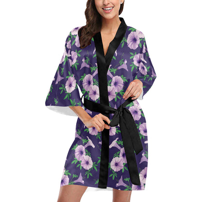 Morning Glory Pattern Print Design MG01 Women's Short Kimono