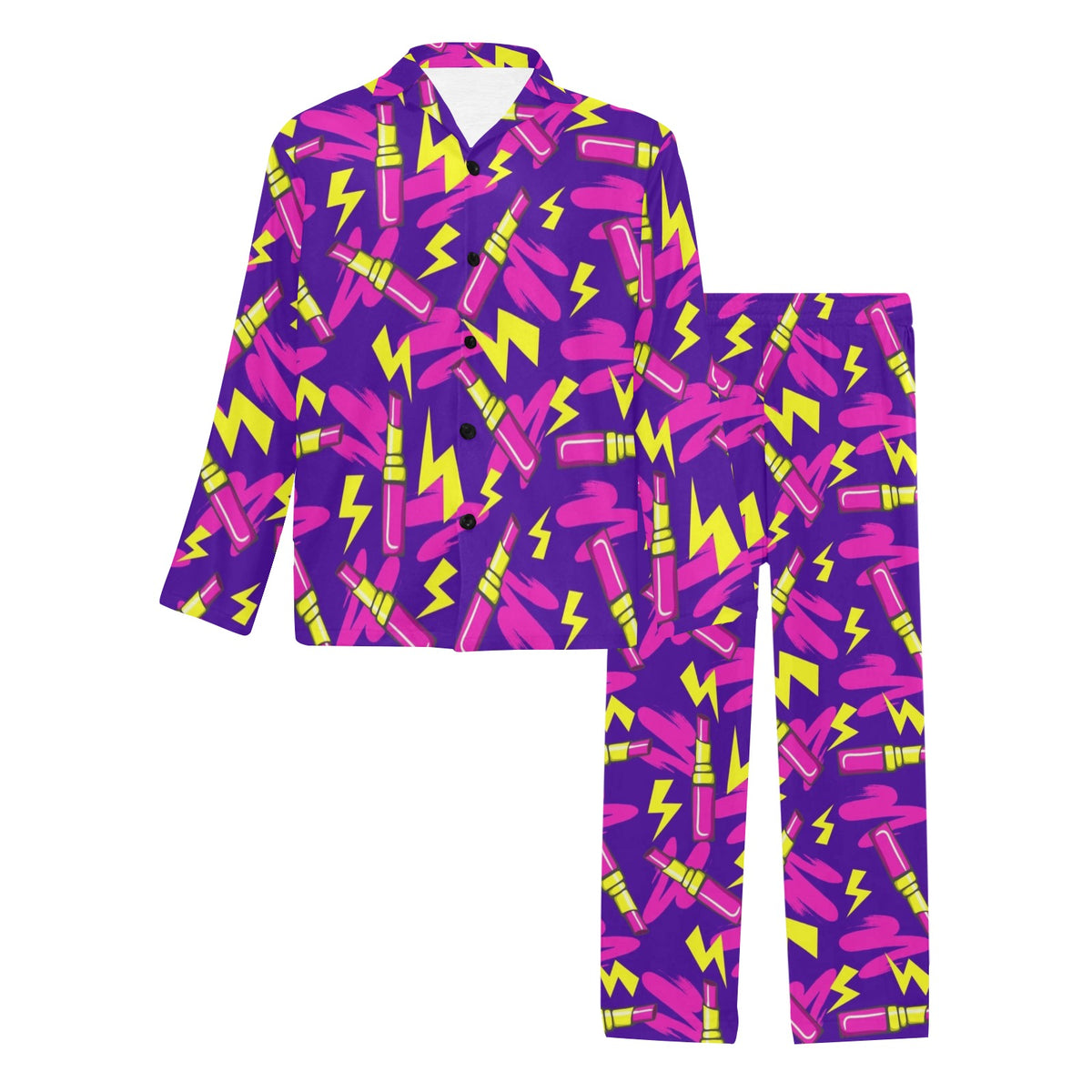 Lipstick Pattern Print Design LT04 Men's Long Sleeve Pajama Set
