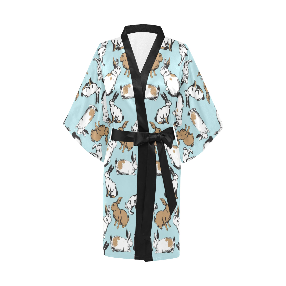 Rabbit Pattern Print Design RB018 Women's Short Kimono