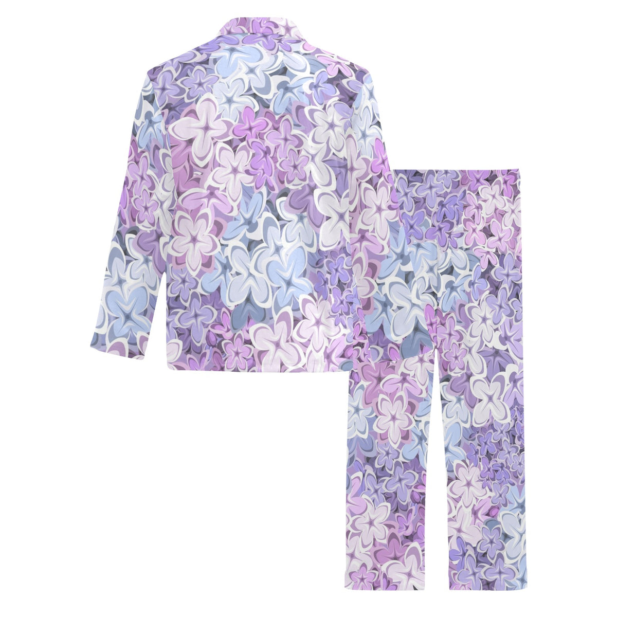 Lilac Pattern Print Design LI01 Men's Long Sleeve Pajama Set