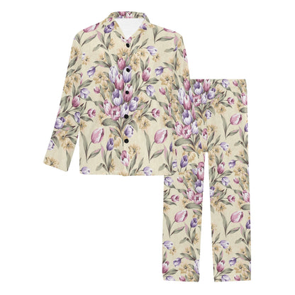 Tulip Pattern Print Design TP04 Men's Long Sleeve Pajama Set