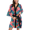 Red Hibiscus Pattern Print Design HB02 Women's Short Kimono