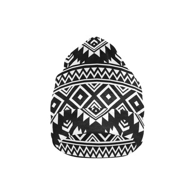 Aztec Black White Print Pattern Unisex Beanie