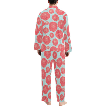 Marigold Pattern Print Design MR03 Men's Long Sleeve Pajama Set