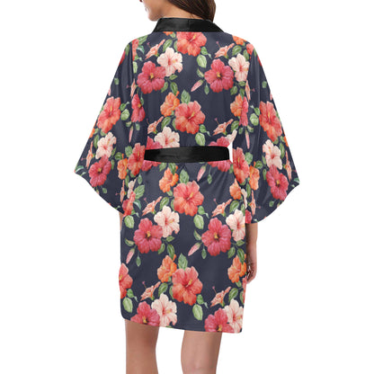 Tropical Flower Pattern Print Design TF020 Women's Short Kimono