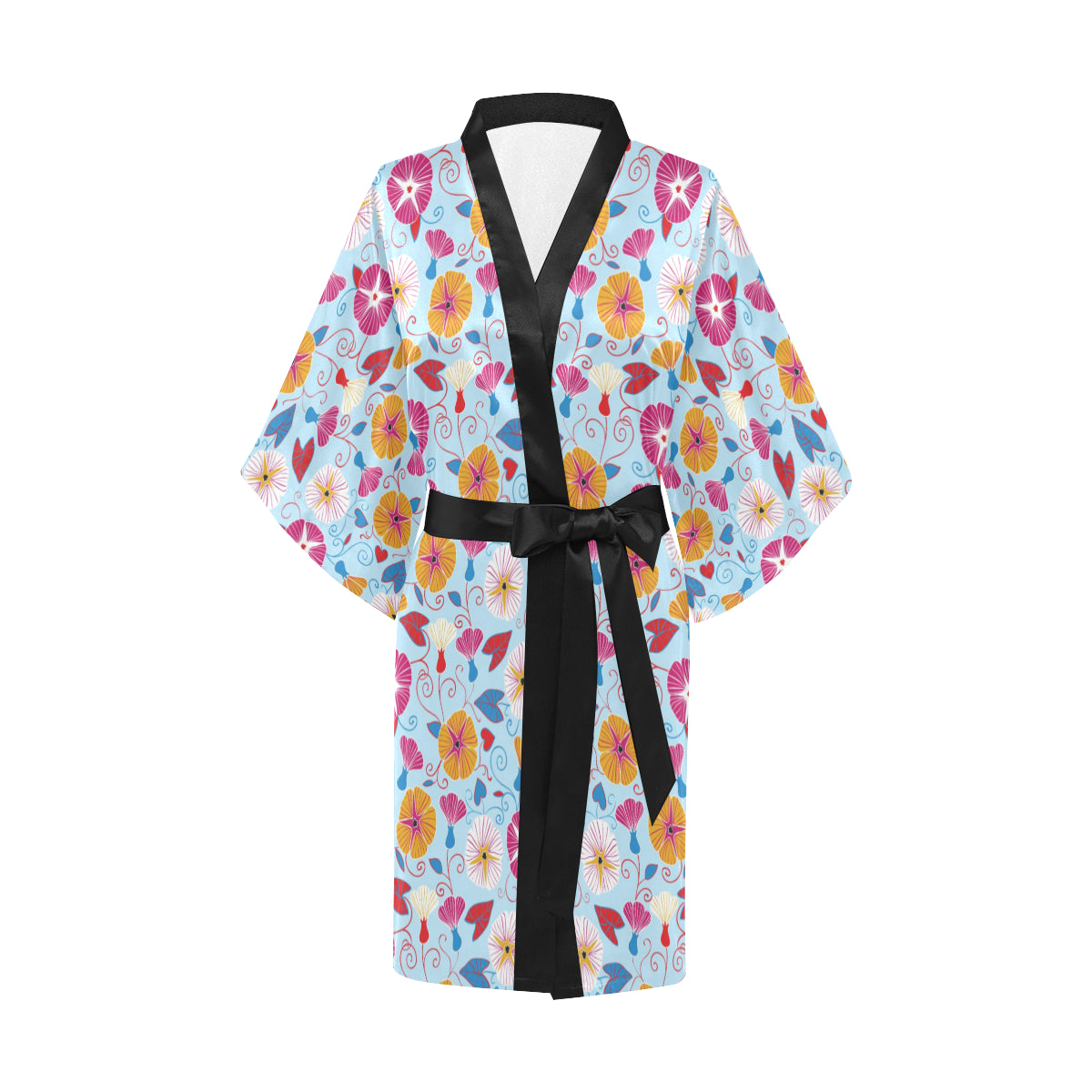 Morning Glory Pattern Print Design MG06 Women's Short Kimono