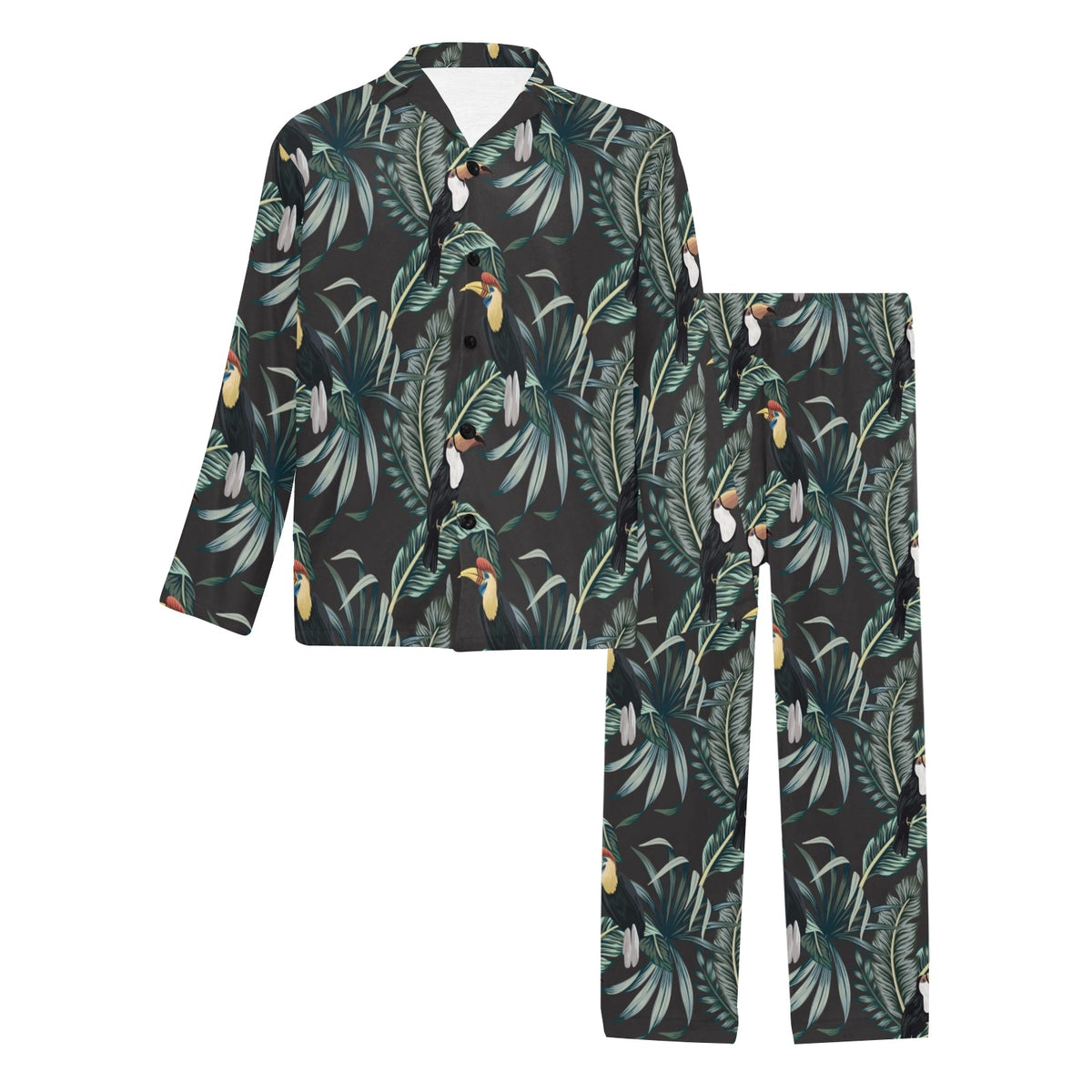 Rainforest Pattern Print Design RF06 Men's Long Sleeve Pajama Set