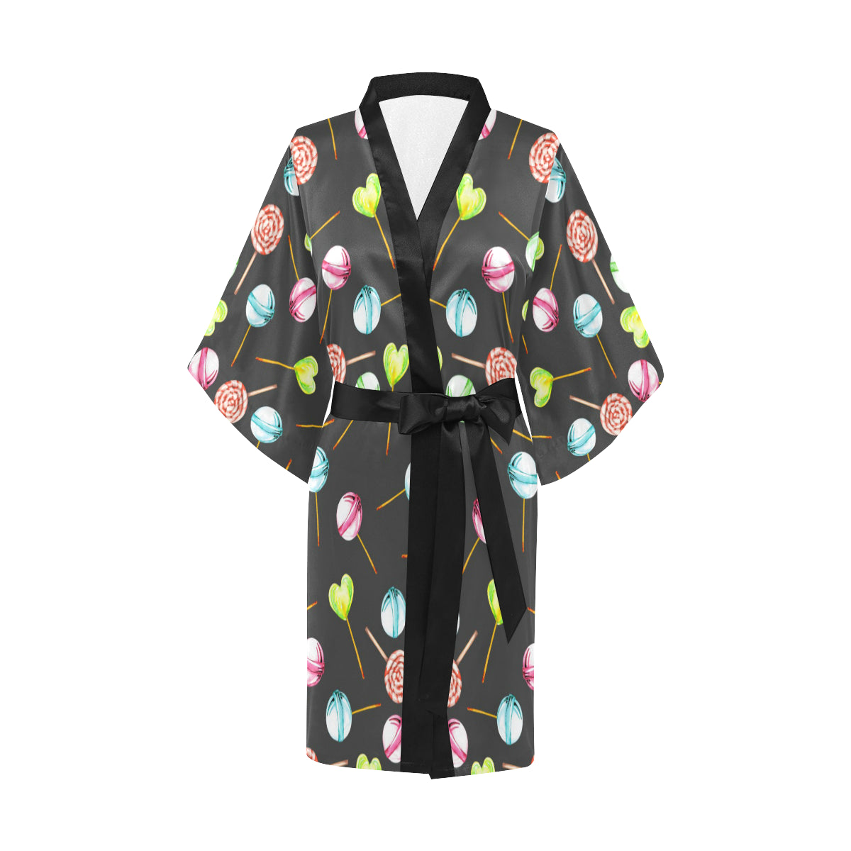 Lollipop Pattern Print Design LL02 Women's Short Kimono