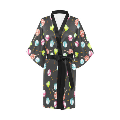 Lollipop Pattern Print Design LL02 Women's Short Kimono