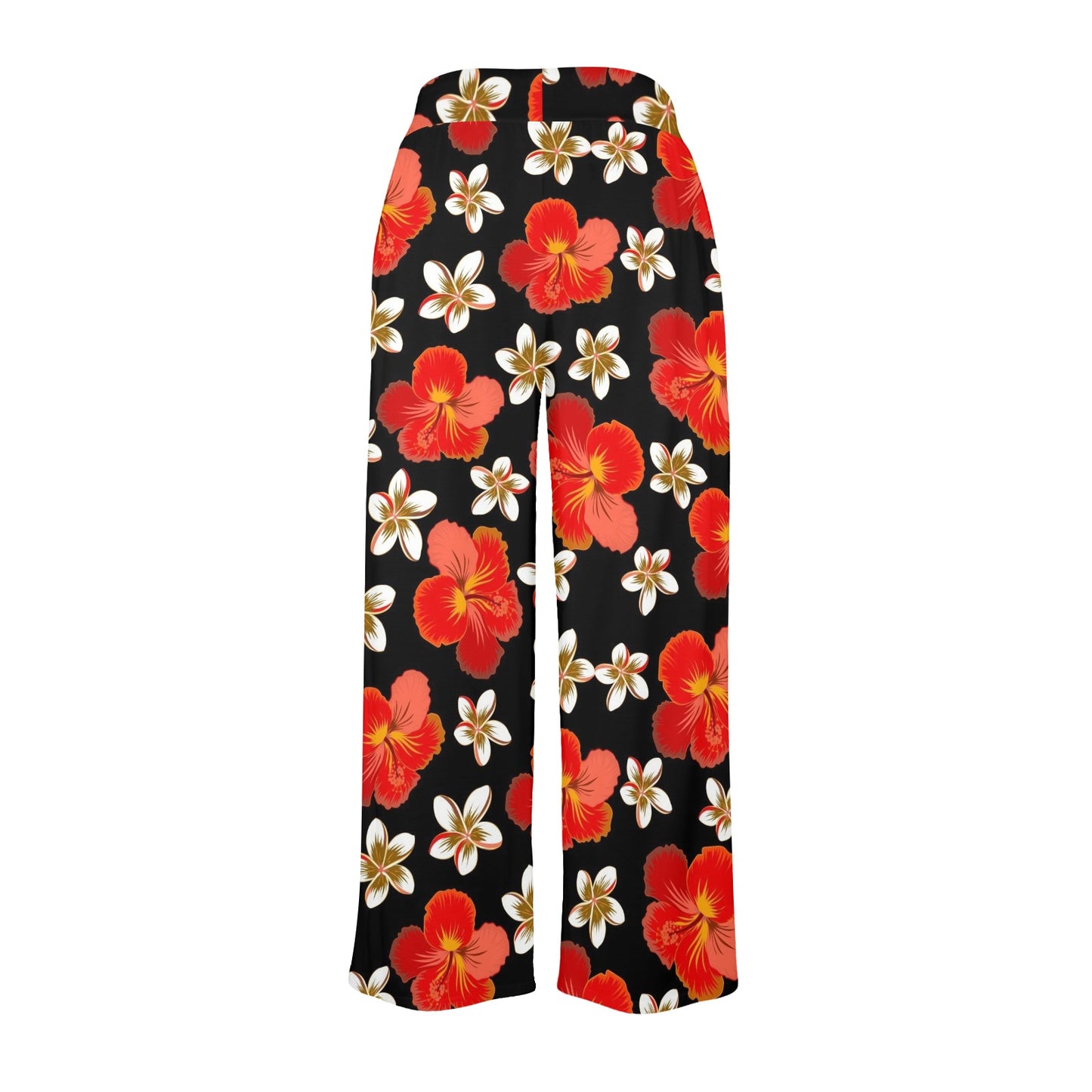 Red Hibiscus Pattern Print Design HB022 Women's Wide Leg Lounge Pants