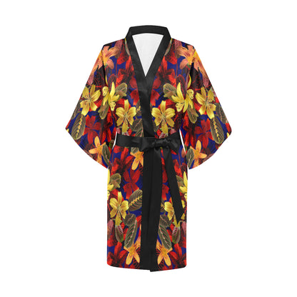 Lily Pattern Print Design LY014 Women's Short Kimono
