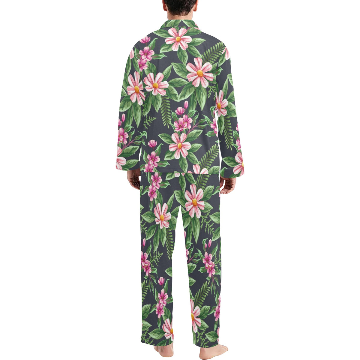 Summer Floral Pattern Print Design SF010 Men's Long Sleeve Pajama Set