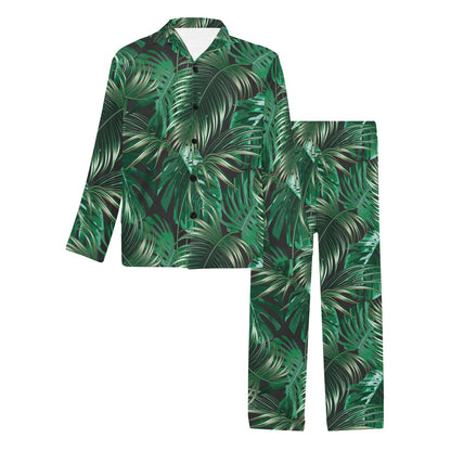 Tropical Flower Pattern Print Design TF012 Men's Long Sleeve Pajama Set