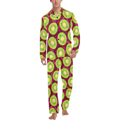 Kiwi Pattern Print Design KW05 Men's Long Sleeve Pajama Set