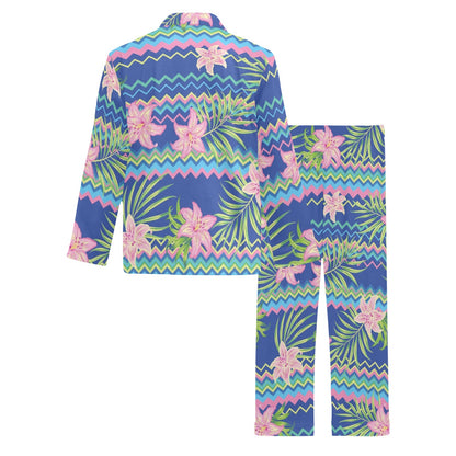 Lily Pattern Print Design LY015 Men's Long Sleeve Pajama Set