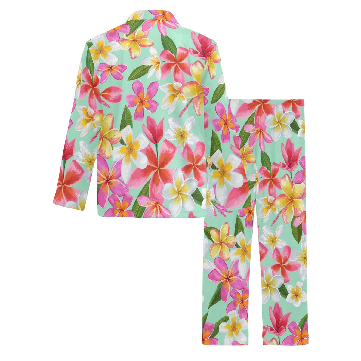 Plumeria Pattern Print Design PM014 Men's Long Sleeve Pajama Set