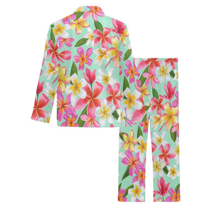 Plumeria Pattern Print Design PM014 Men's Long Sleeve Pajama Set