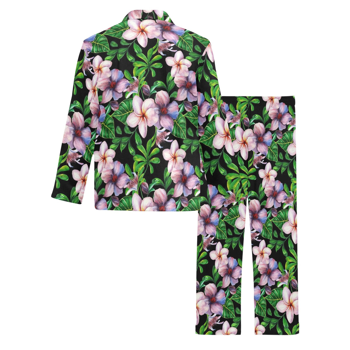 Plumeria Pattern Print Design PM01 Men's Long Sleeve Pajama Set