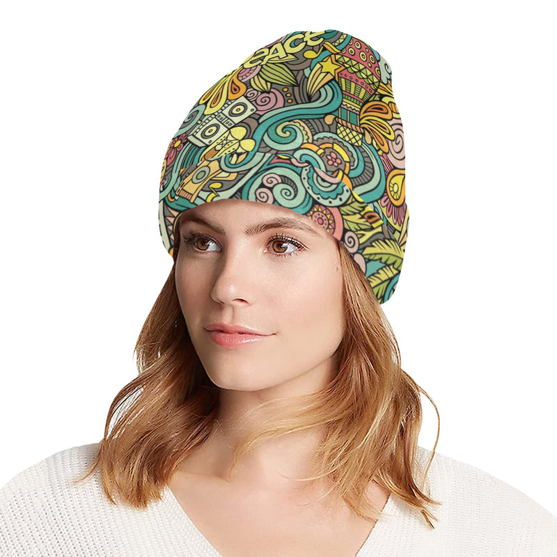 Hippie Print Design LKS302 Unisex Beanie