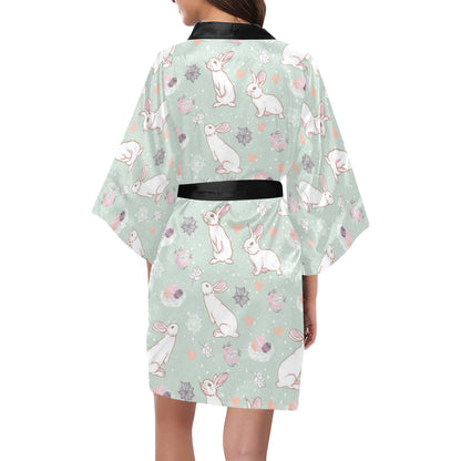 Rabbit Pattern Print Design RB011 Women's Short Kimono
