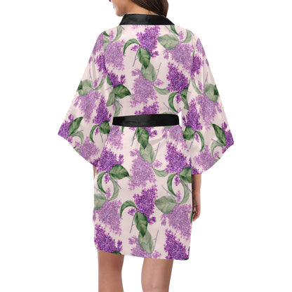 Lilac Pattern Print Design LI02 Women's Short Kimono