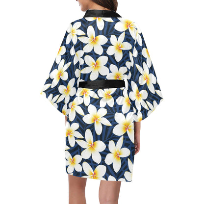Plumeria Pattern Print Design PM026 Women's Short Kimono