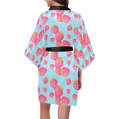 Strawberry Pattern Print Design SB04 Women's Short Kimono