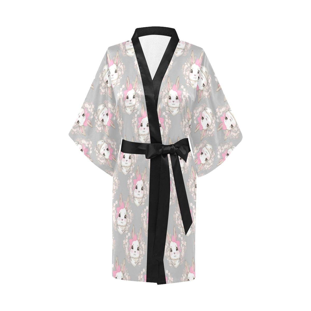 Rabbit Pattern Print Design RB07 Women's Short Kimono