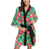 Red Hibiscus Pattern Print Design HB019 Women's Short Kimono