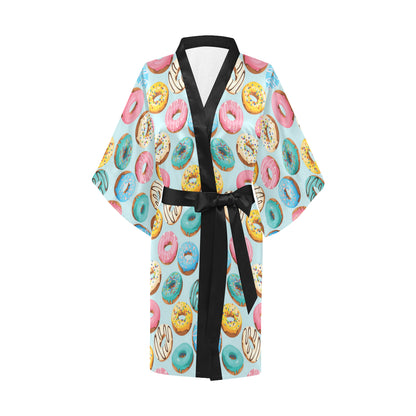 Donut Pattern Print Design DN05 Women's Short Kimono