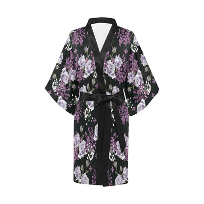Lilac Pattern Print Design LI04 Women's Short Kimono