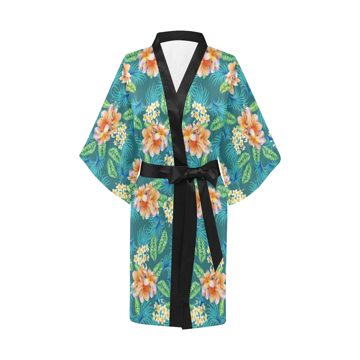 Plumeria Tropical Flower Design Print Women's Short Kimono