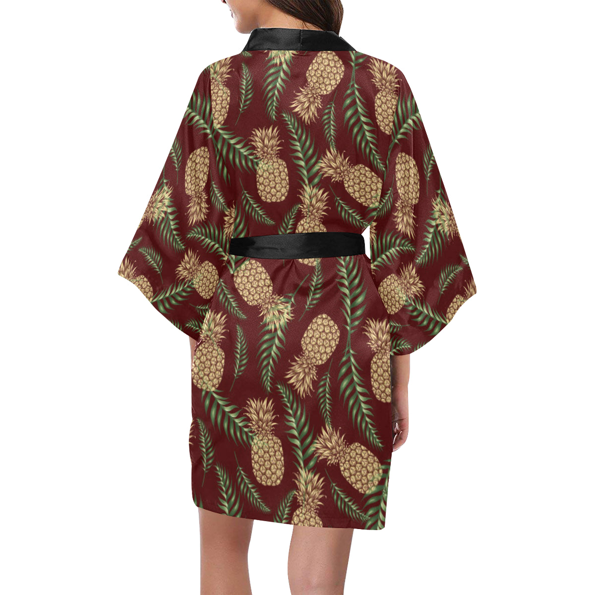 Pineapple Pattern Print Design PP013 Women's Short Kimono
