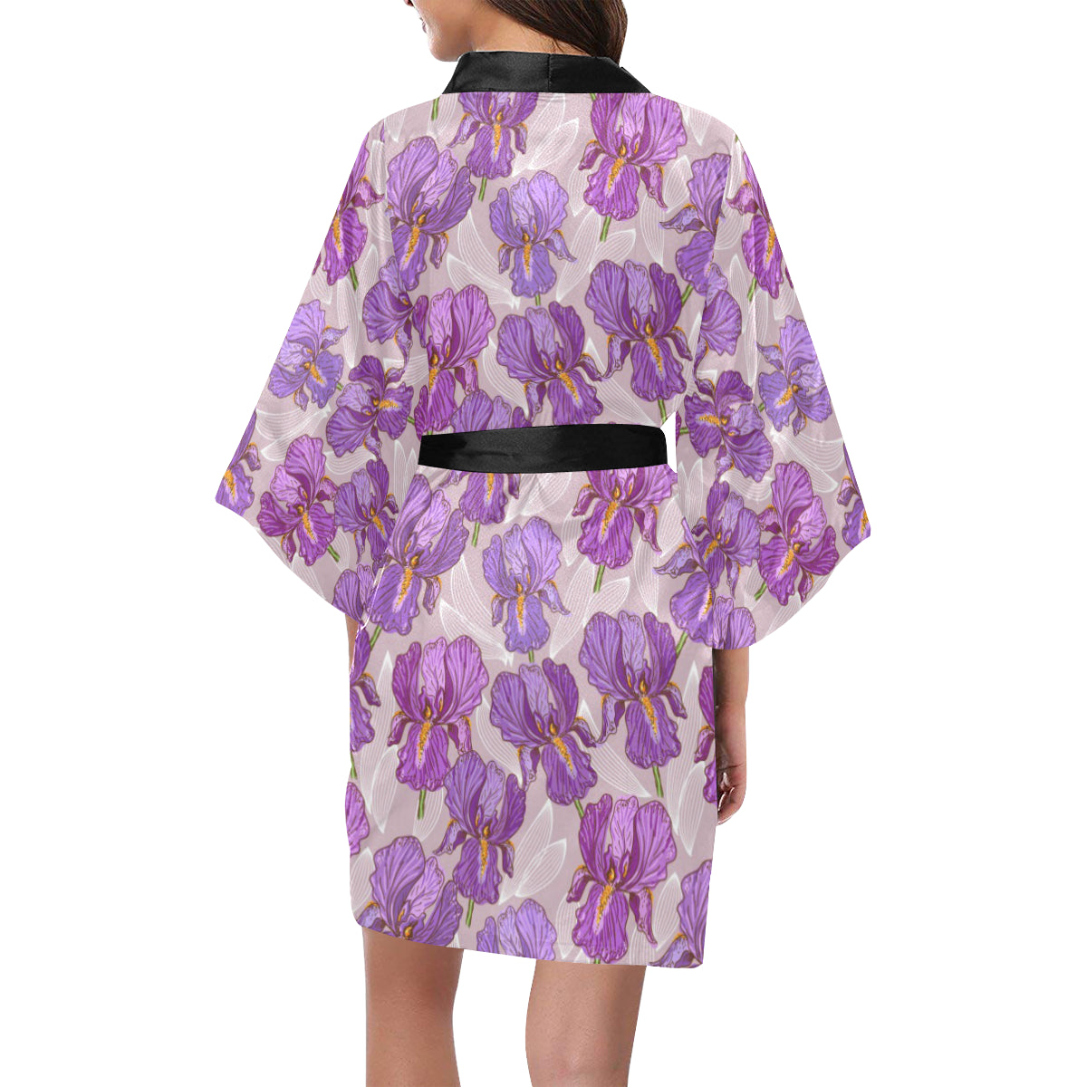 Iris Pattern Print Design IR05 Women's Short Kimono