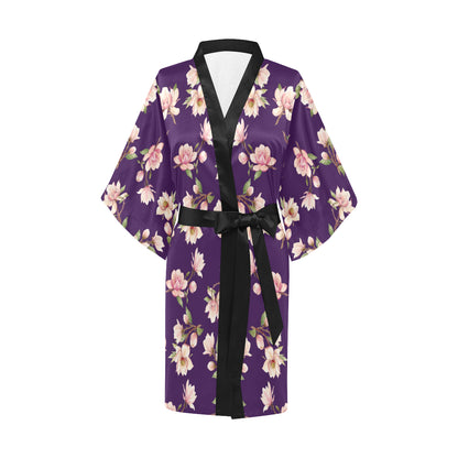 Magnolia Pattern Print Design MAG02 Women's Short Kimono