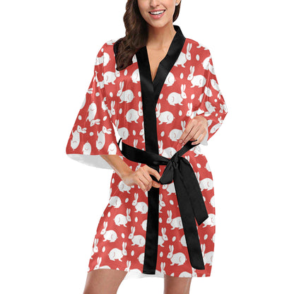 Rabbit Pattern Print Design RB017 Women's Short Kimono
