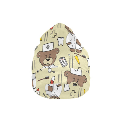 Nurse Bear Pattern Print Design A02 Unisex Beanie