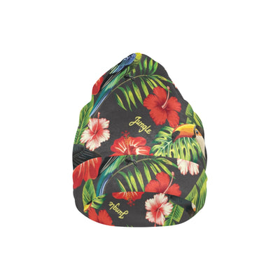 Hibiscus Red With Parrotprint Design LKS303 Unisex Beanie