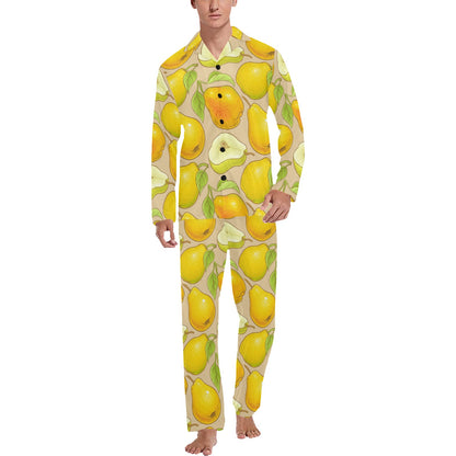 Pear Pattern Print Design PE05 Men's Long Sleeve Pajama Set