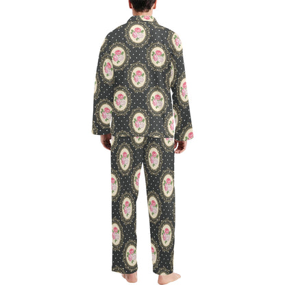 Rose Pattern Print Design RO015 Men's Long Sleeve Pajama Set