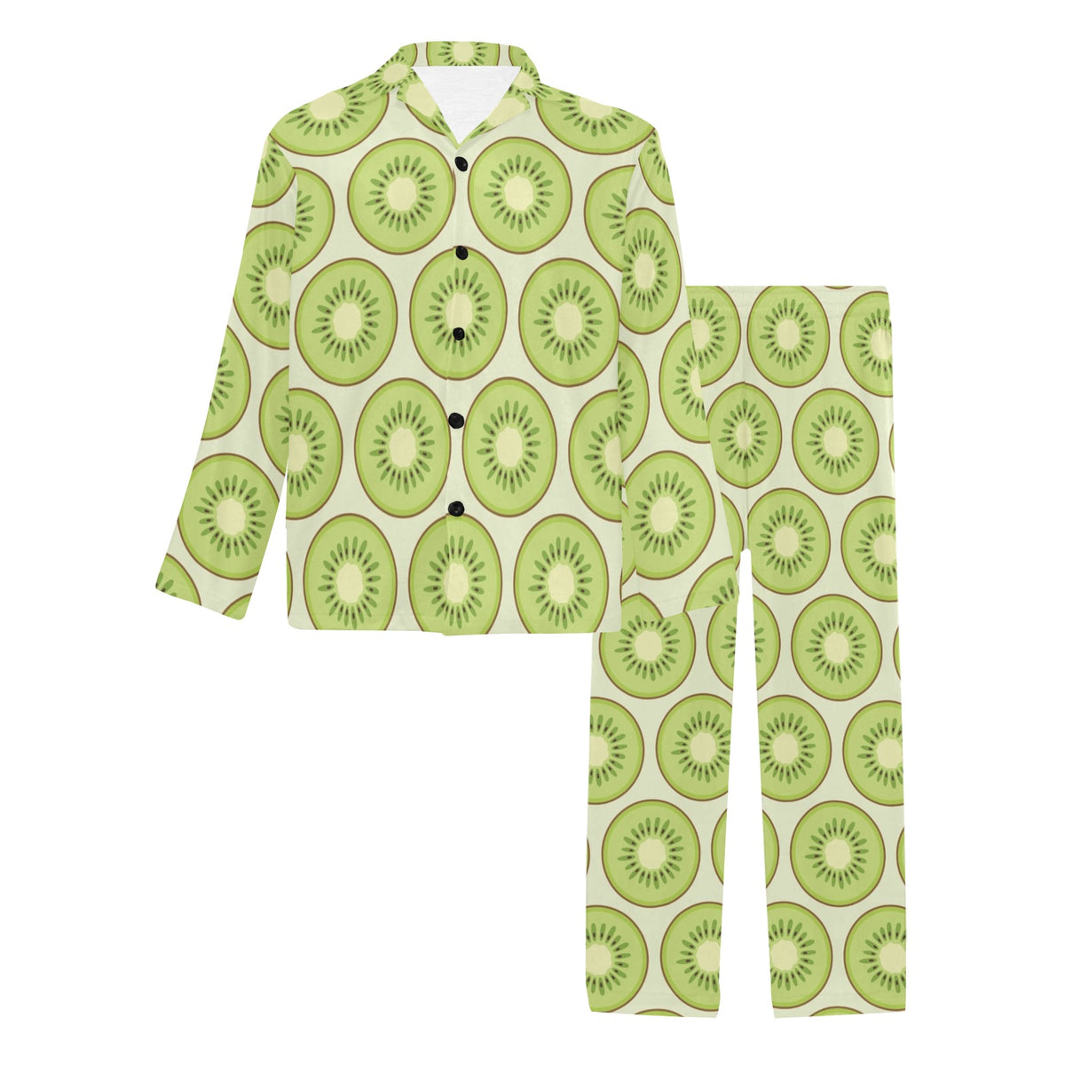 Kiwi Pattern Print Design KW02 Men's Long Sleeve Pajama Set