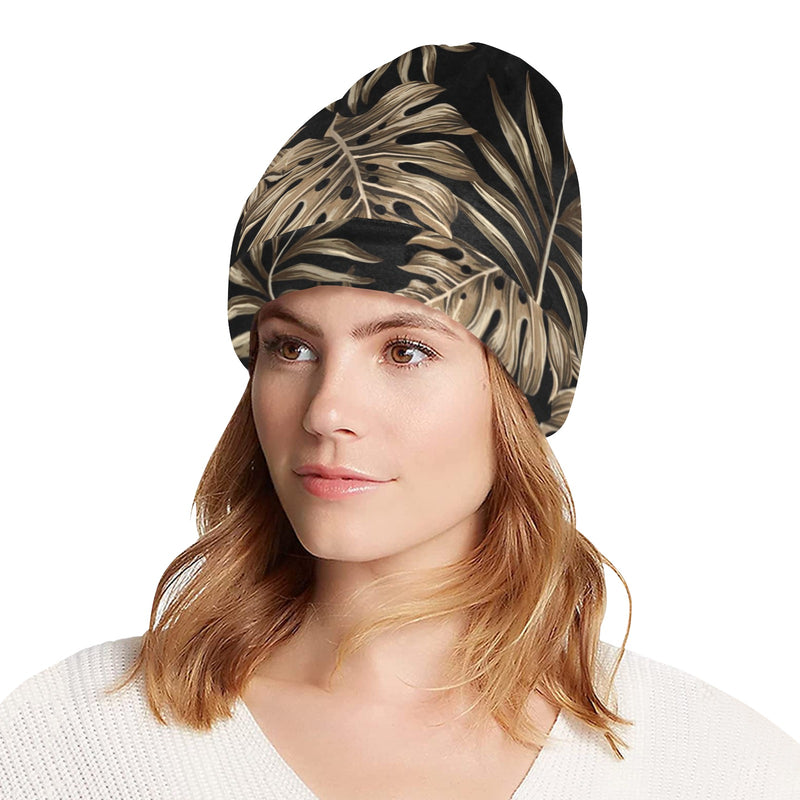 Brown Tropical Palm Leaves Unisex Beanie